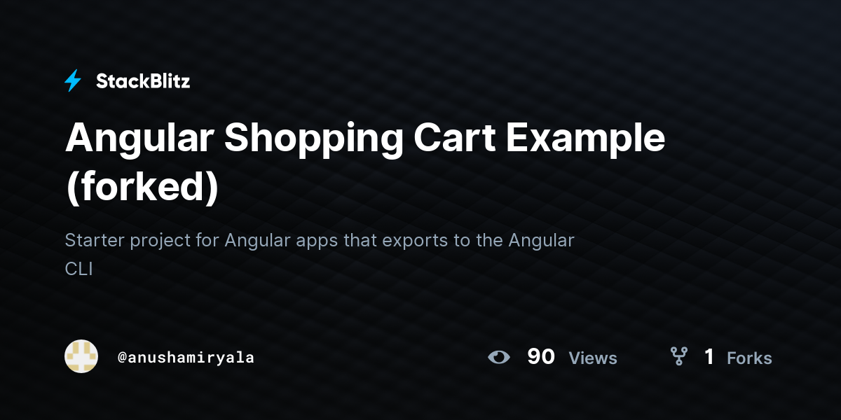Angular Shopping Cart Example (forked) StackBlitz