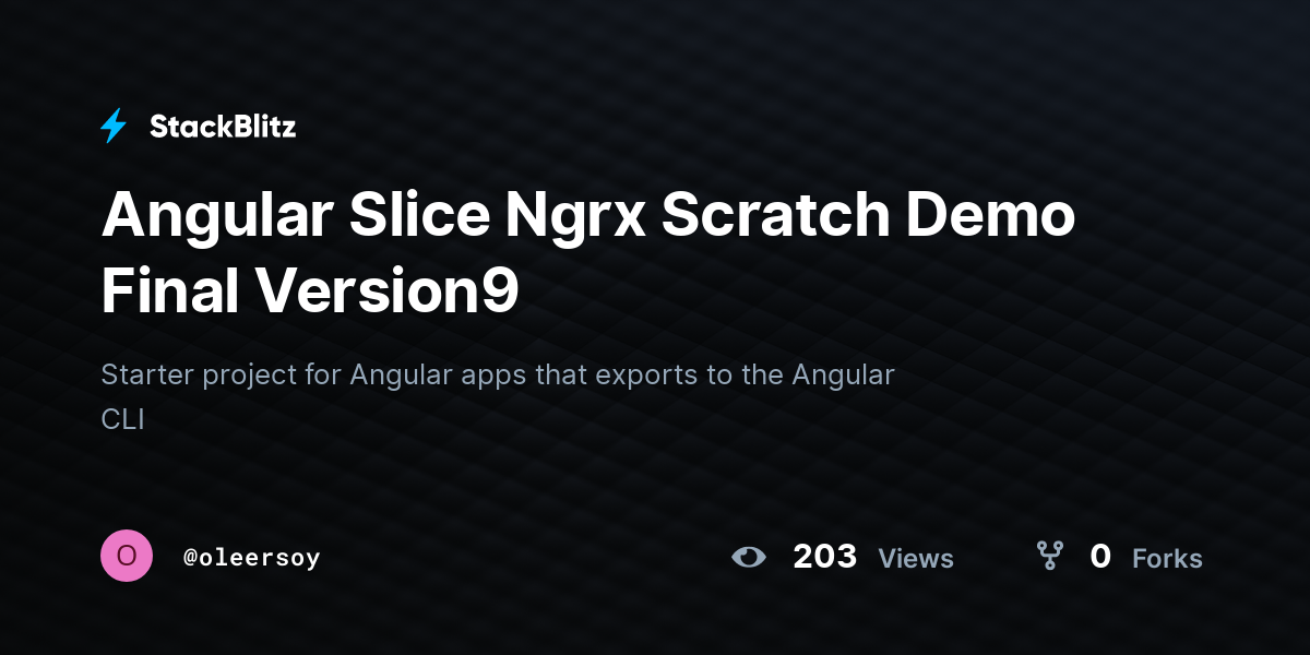 Angular Slice Ngrx Scratch Demo Final Version9 - StackBlitz