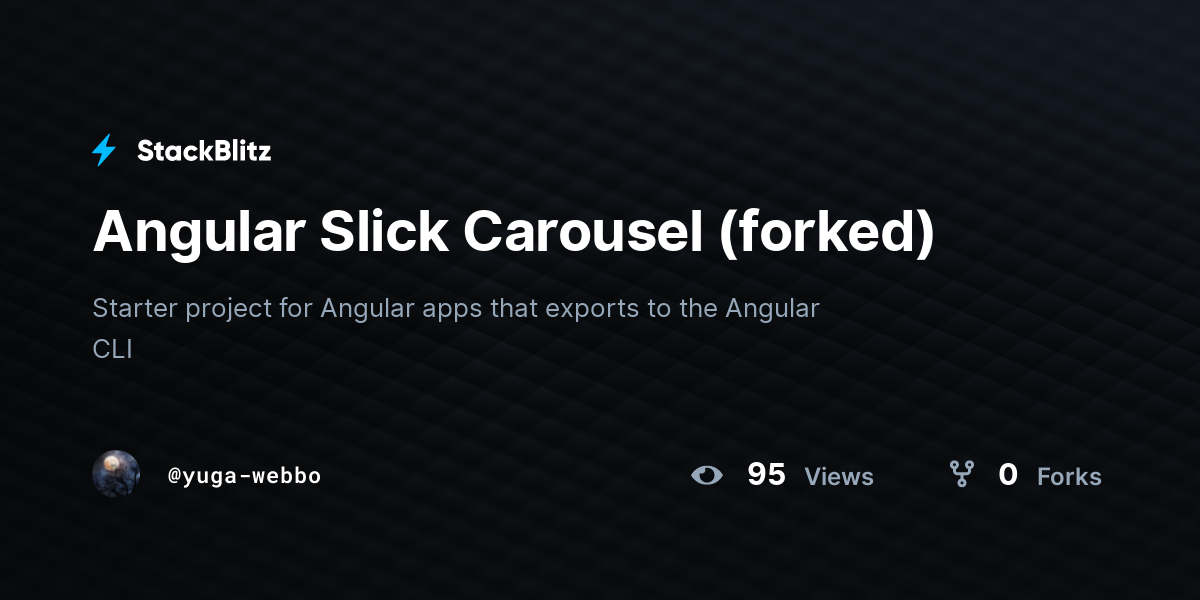 Angular Slick Carousel (forked) - StackBlitz