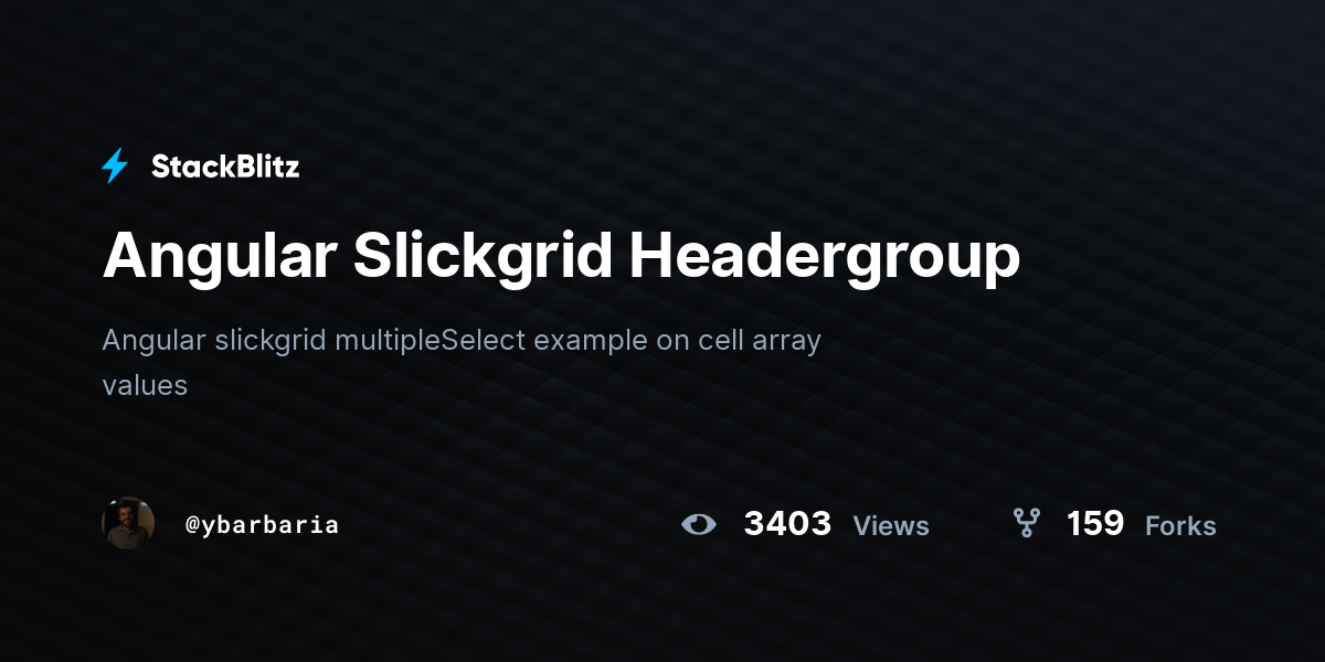 Angular Slickgrid Headergroup - StackBlitz