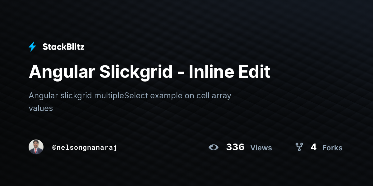 Angular Slickgrid - Inline Edit - StackBlitz