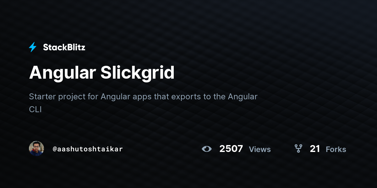 Angular Slickgrid - StackBlitz