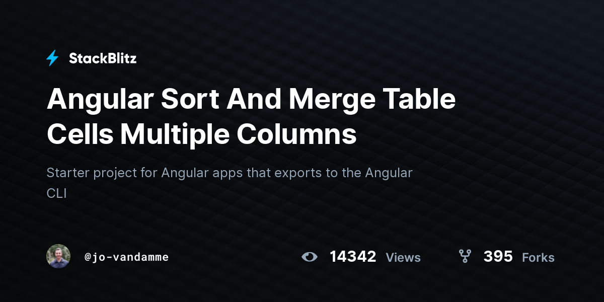 Angular Sort And Merge Table Cells Multiple Columns - StackBlitz