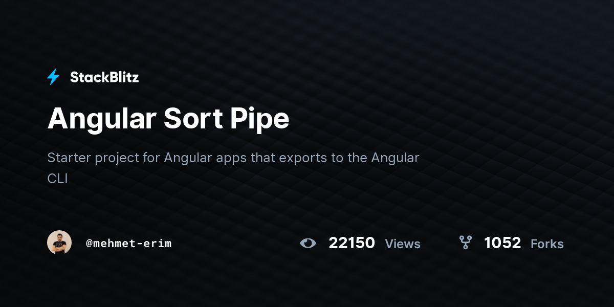 Angular Sort Pipe - StackBlitz