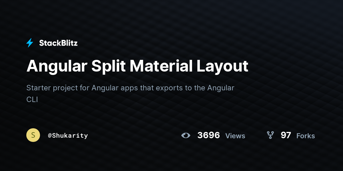 Angular Split Material Layout - StackBlitz