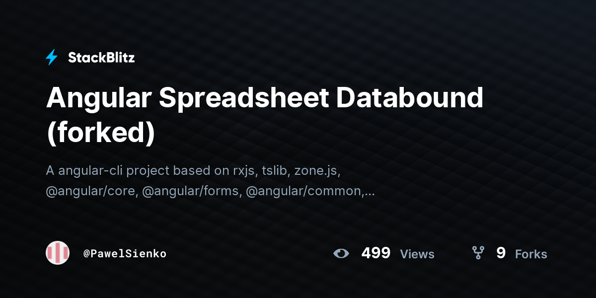 Angular Spreadsheet Databound (forked) - StackBlitz