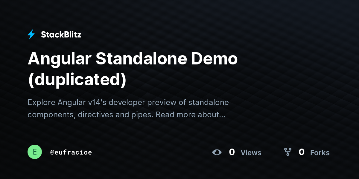 Angular Standalone Demo (duplicated) - StackBlitz