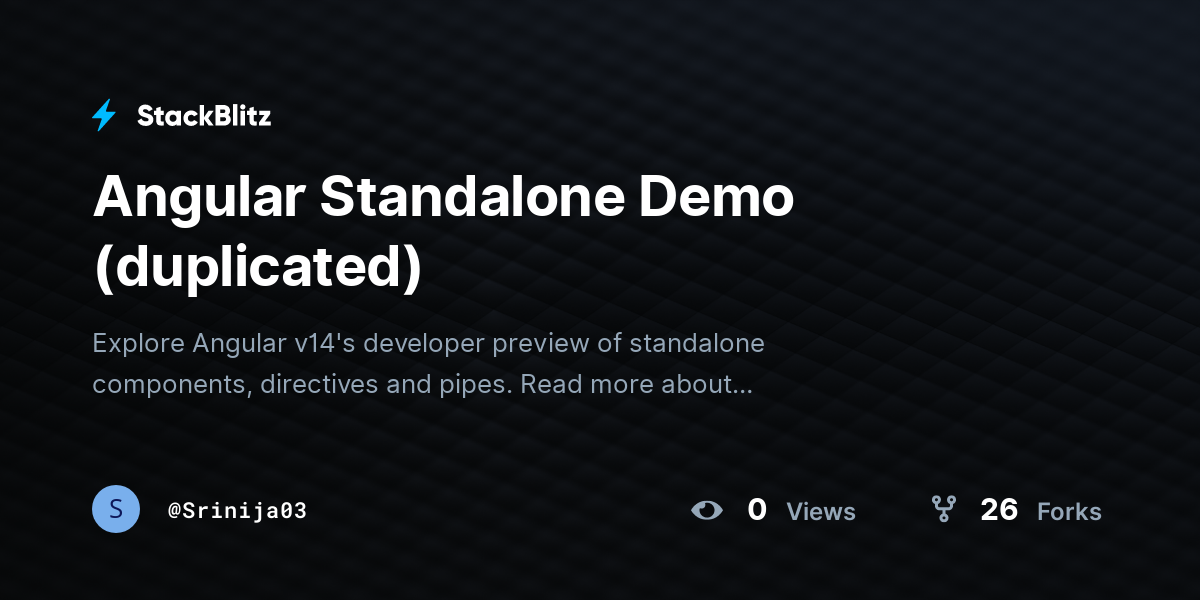 Angular Standalone Demo (duplicated) - StackBlitz