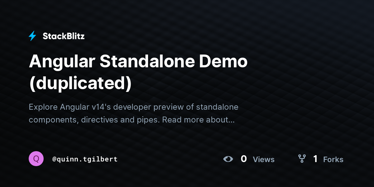 Angular Standalone Demo (duplicated) - StackBlitz