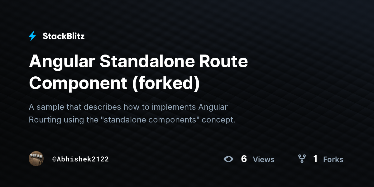 Angular Standalone Route Component (forked) - StackBlitz