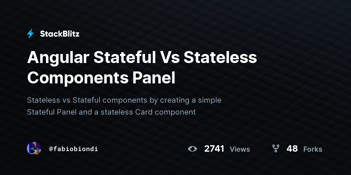 Angular Stateful Vs Stateless Components Panel - StackBlitz