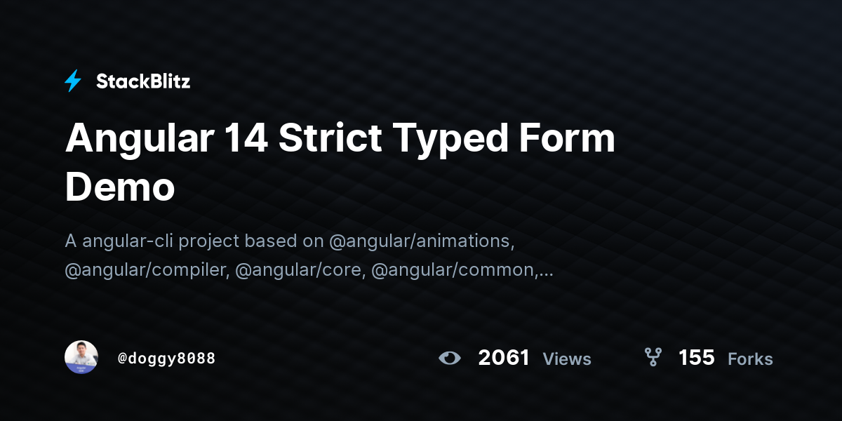 Angular 14 Strict Typed Form Demo - StackBlitz