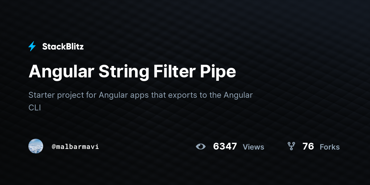 Angular String Filter Pipe - StackBlitz