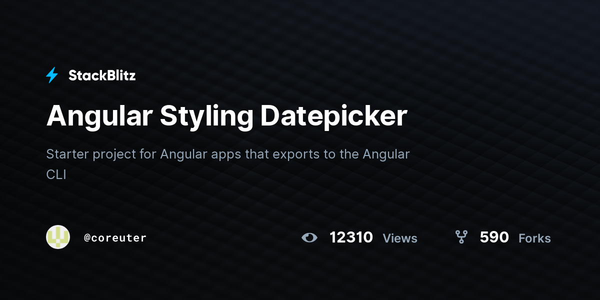 Angular Styling Datepicker - StackBlitz