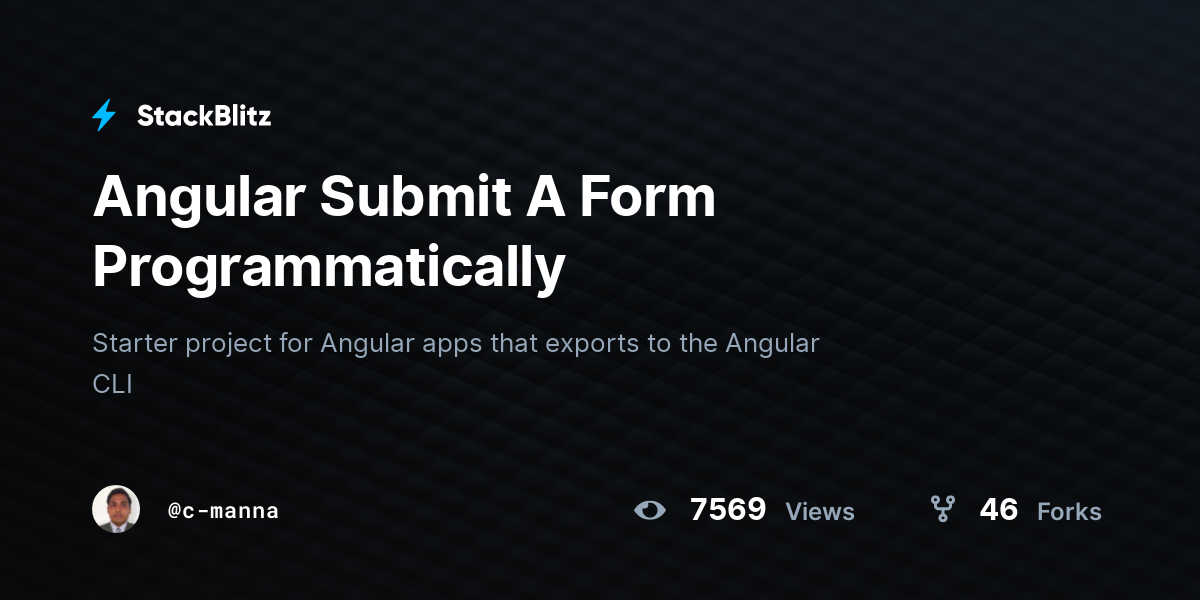 Angular Submit A Form Programmatically - StackBlitz