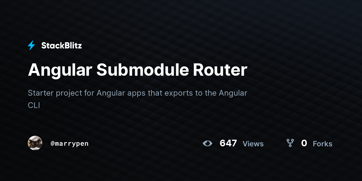 Angular submodule router stackblitz