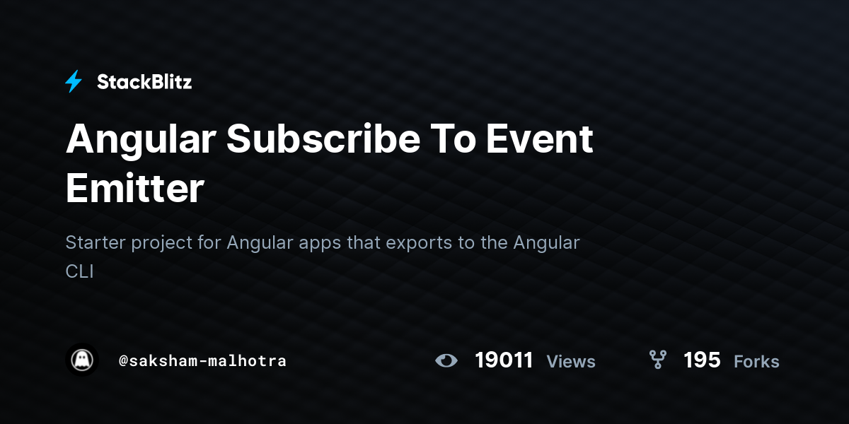 Angular Subscribe To Event Emitter StackBlitz