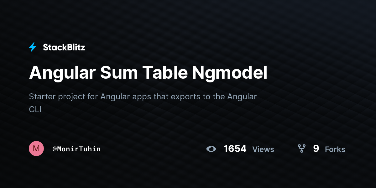 Angular Sum Table Ngmodel - StackBlitz