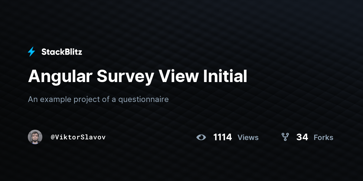 Angular Survey View Initial - StackBlitz