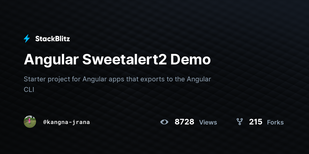 Angular Sweetalert2 Demo - StackBlitz