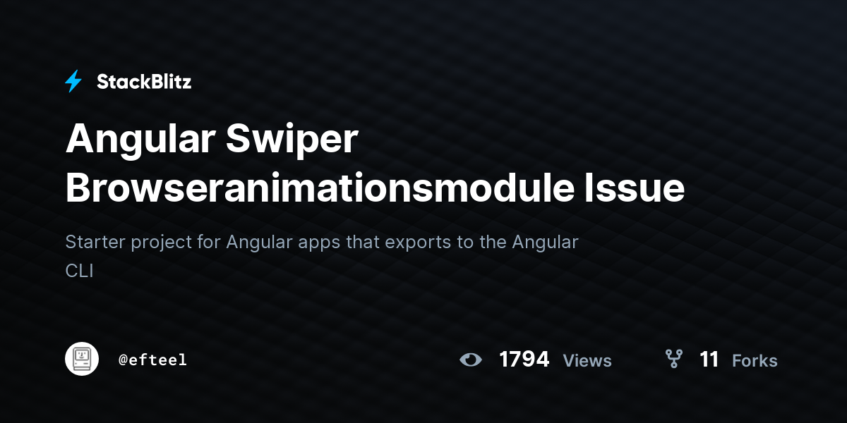 Angular Swiper Browseranimationsmodule Issue - StackBlitz