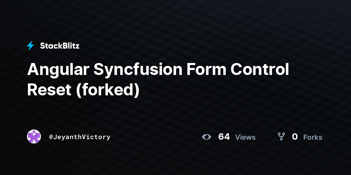 Angular syncfusion form control reset forked stackblitz