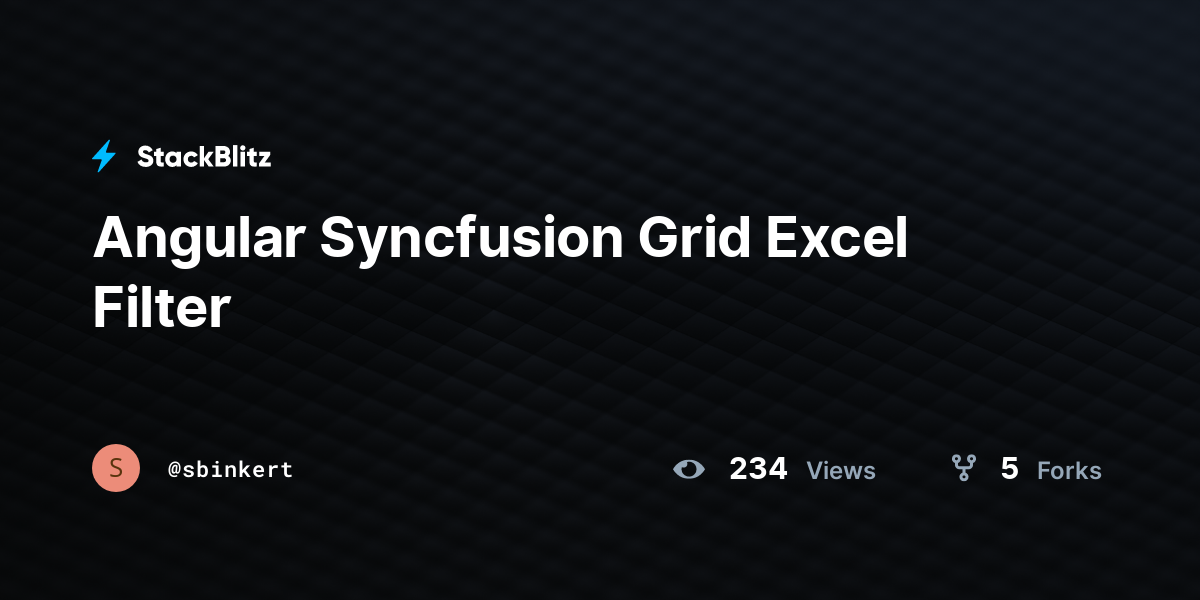 Angular Syncfusion Grid Excel Filter - StackBlitz