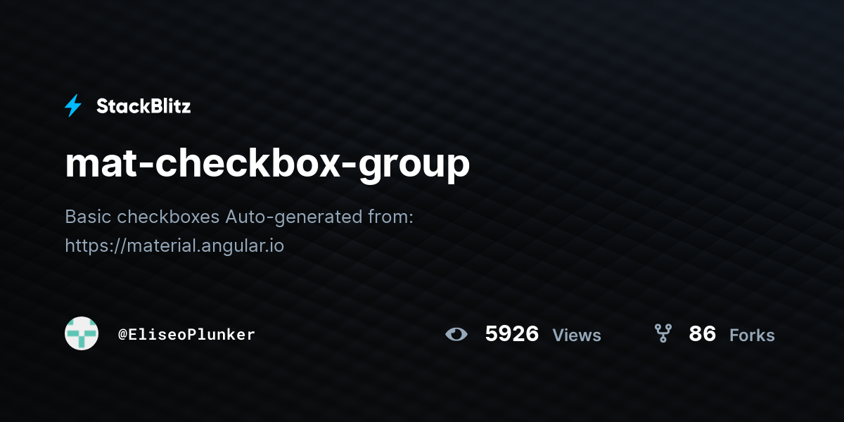 matcheckboxgroup StackBlitz