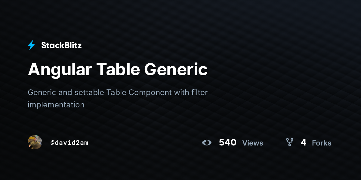 Angular Table Generic - StackBlitz
