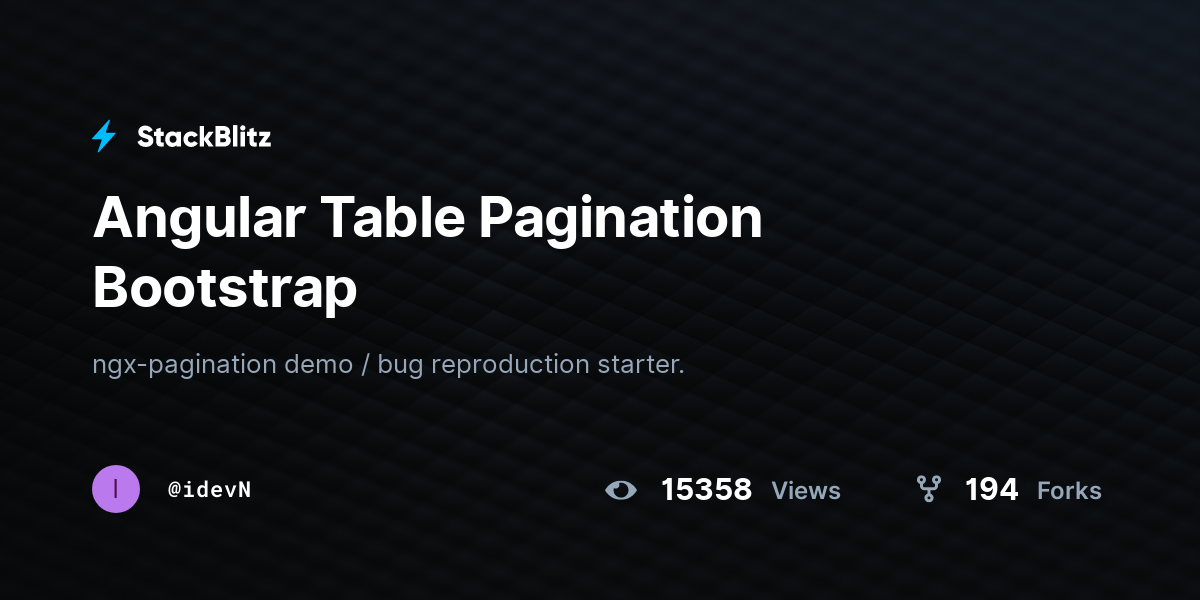 Angular Table Pagination Bootstrap - StackBlitz