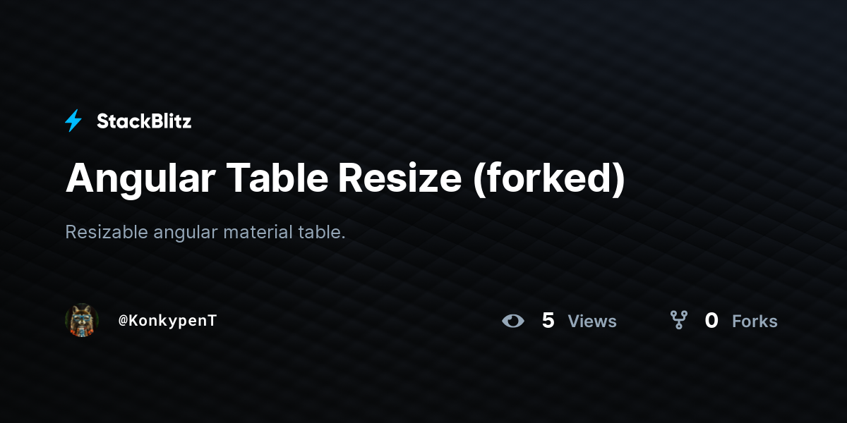 Angular Table Resize (forked) - StackBlitz