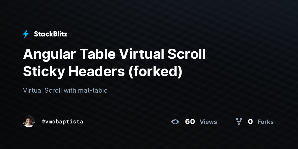Angular Table Virtual Scroll Sticky Headers (forked) - StackBlitz