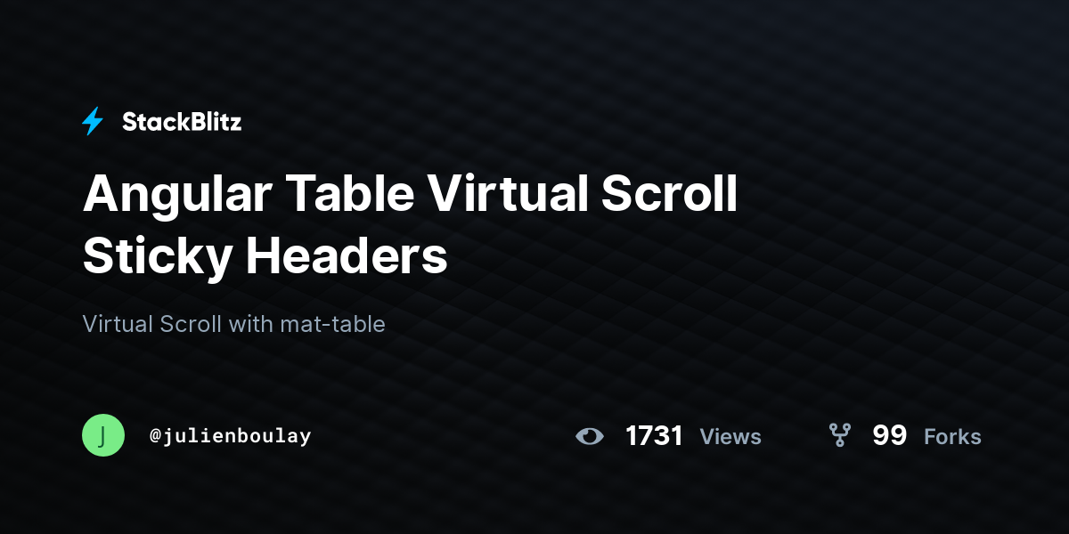 Angular Table Virtual Scroll Sticky Headers StackBlitz