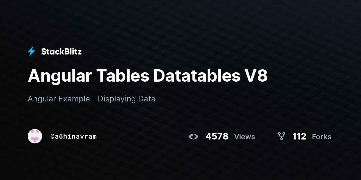 Angular Tables Datatables V8 - StackBlitz