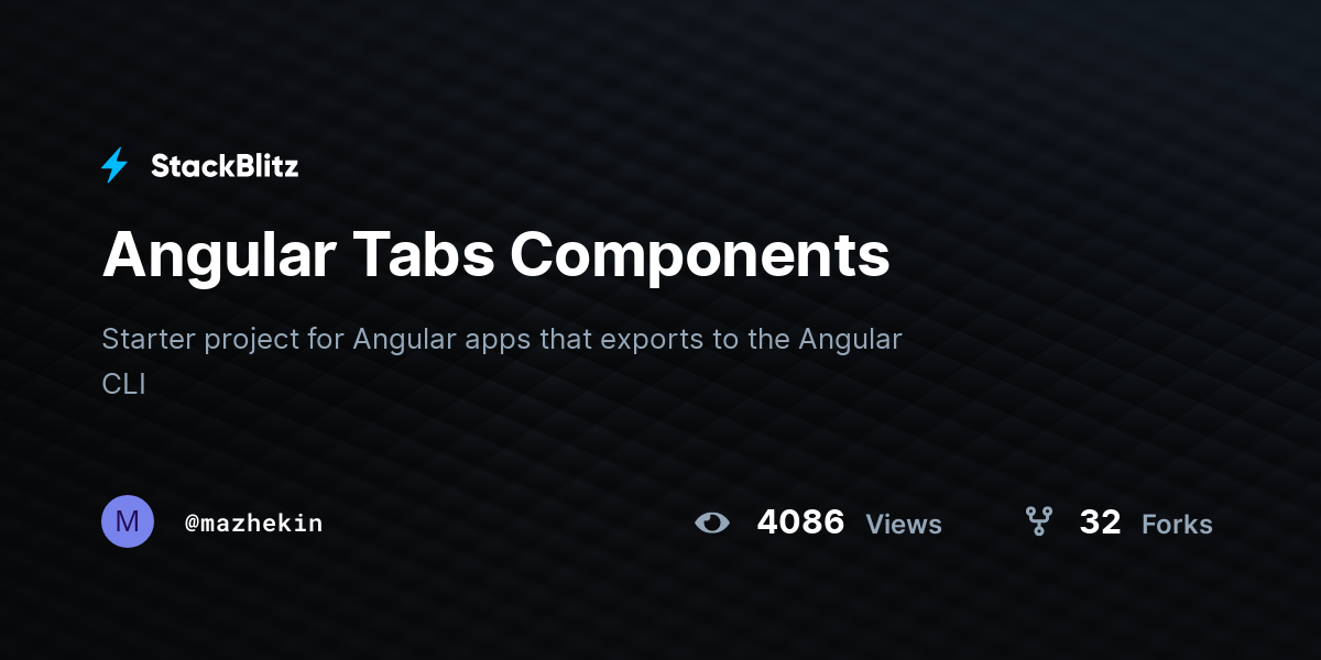 Angular Tabs Components - StackBlitz
