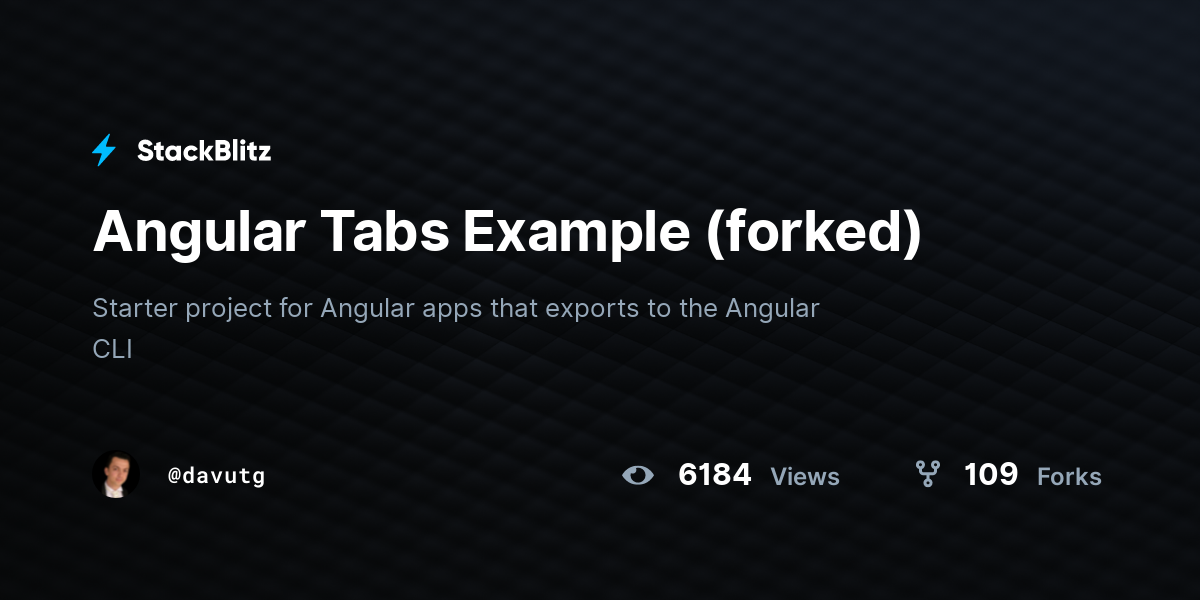 Angular Tabs Example (forked) - StackBlitz
