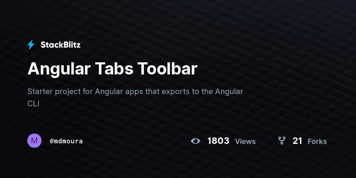Angular Tabs Toolbar - StackBlitz