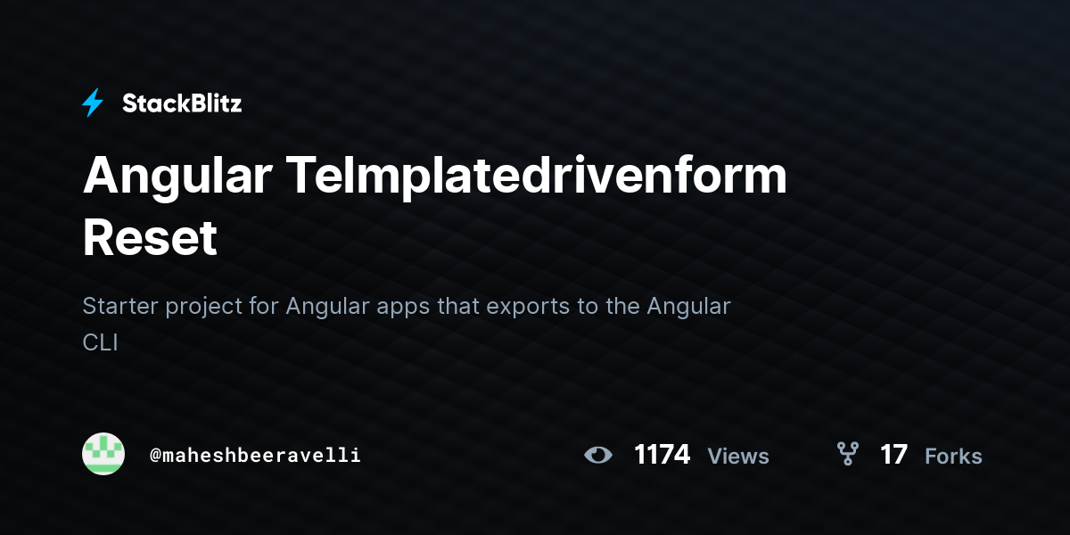 Angular Telmplatedrivenform Reset - StackBlitz