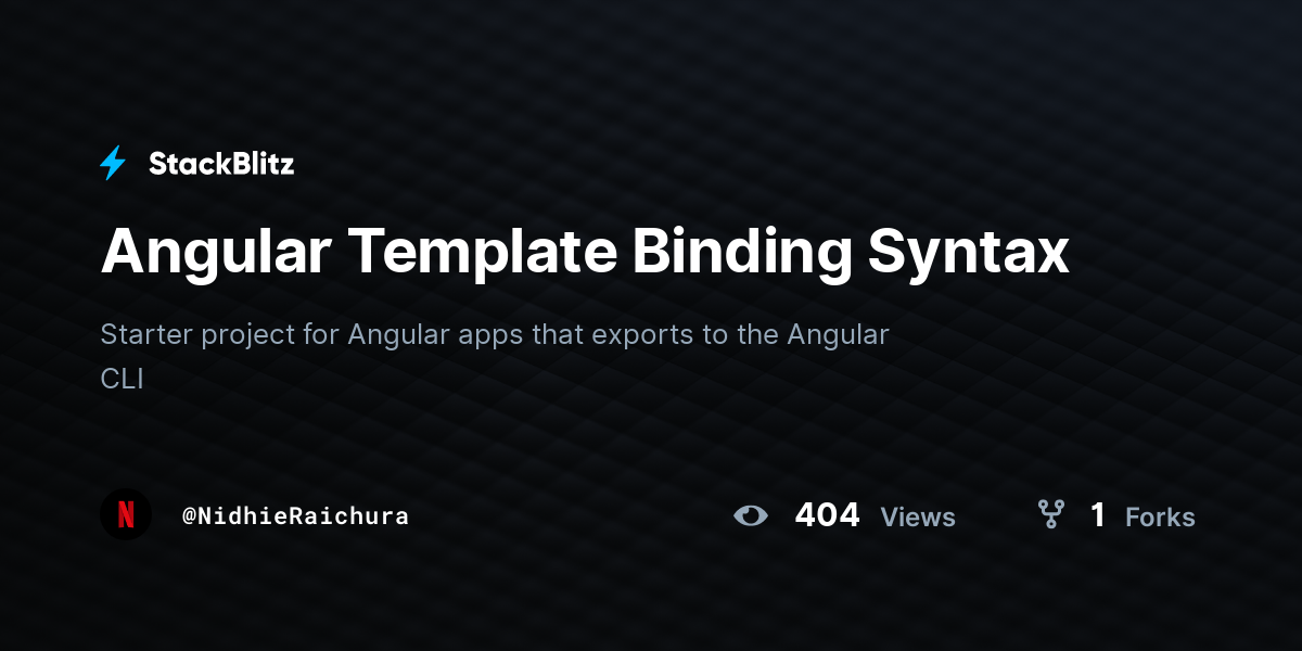 Angular Template Binding Syntax - StackBlitz