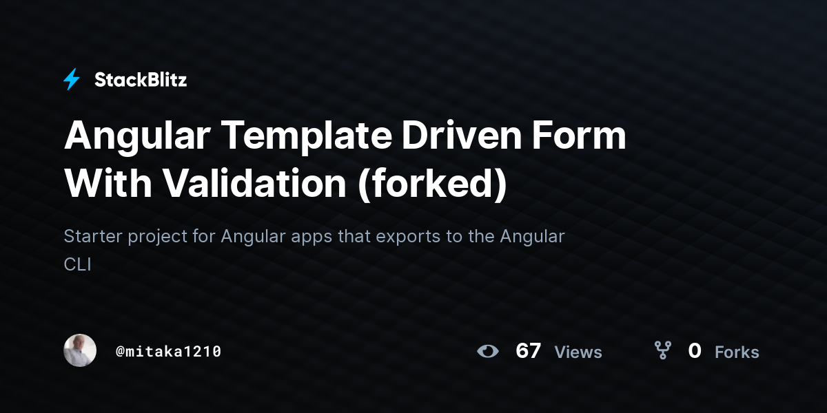 angular material template driven form validation stackblitz