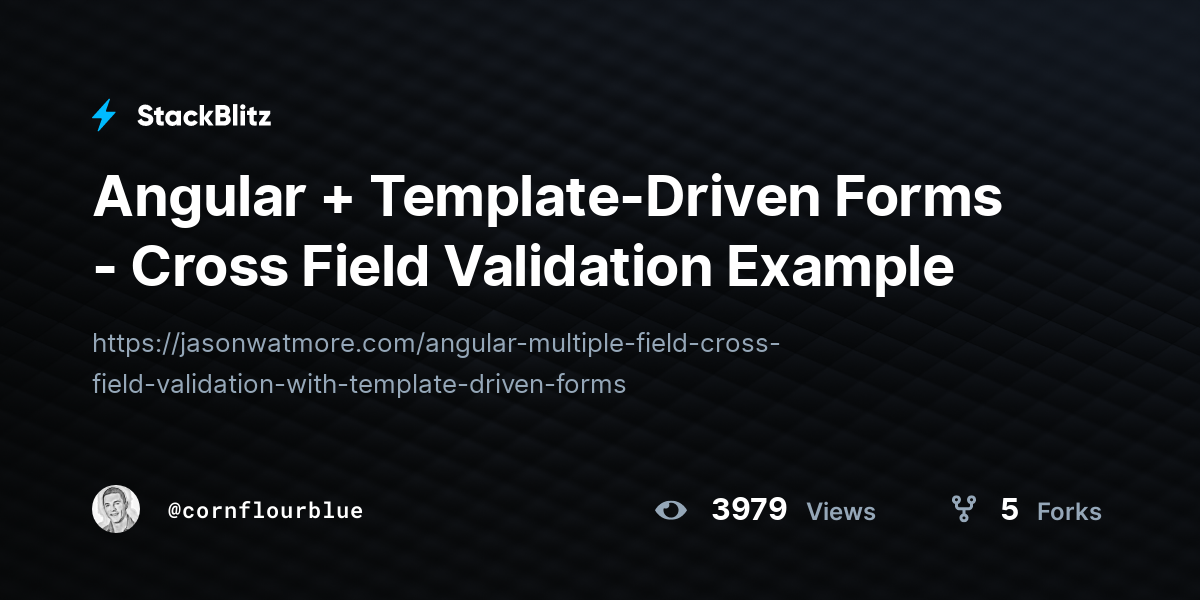 Angular + Template-Driven Forms - Cross Field Validation Example ...
