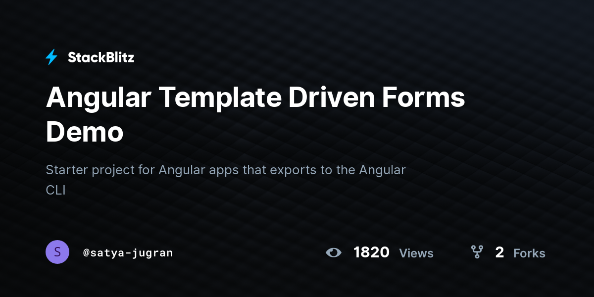 Angular Template Driven Forms Demo - StackBlitz