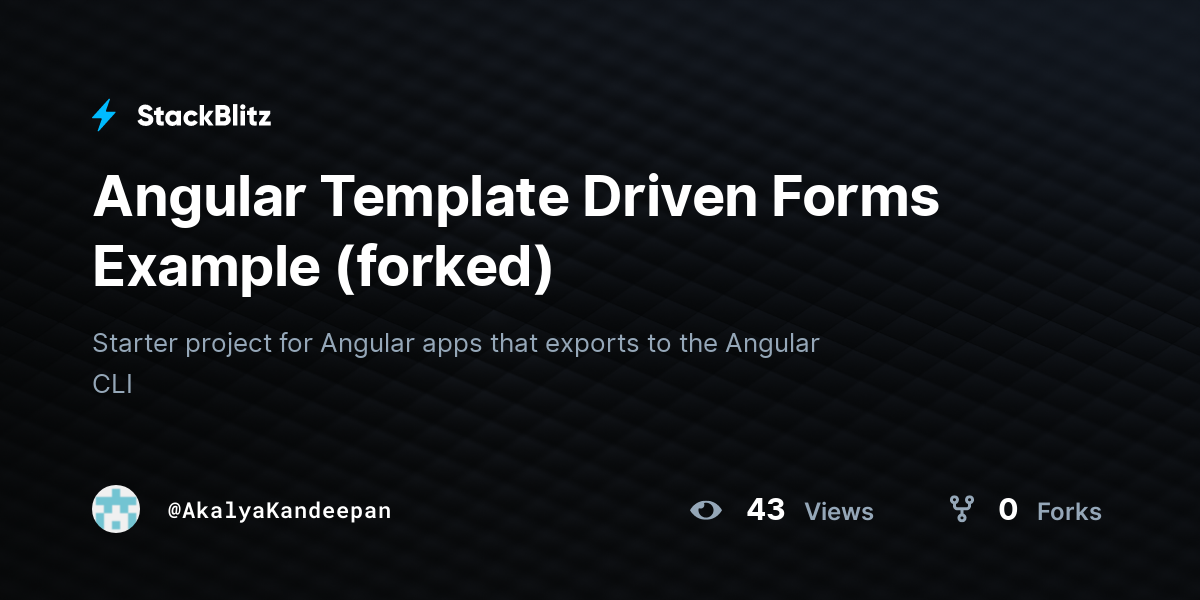 Angular Template Driven Forms Example (forked) - StackBlitz