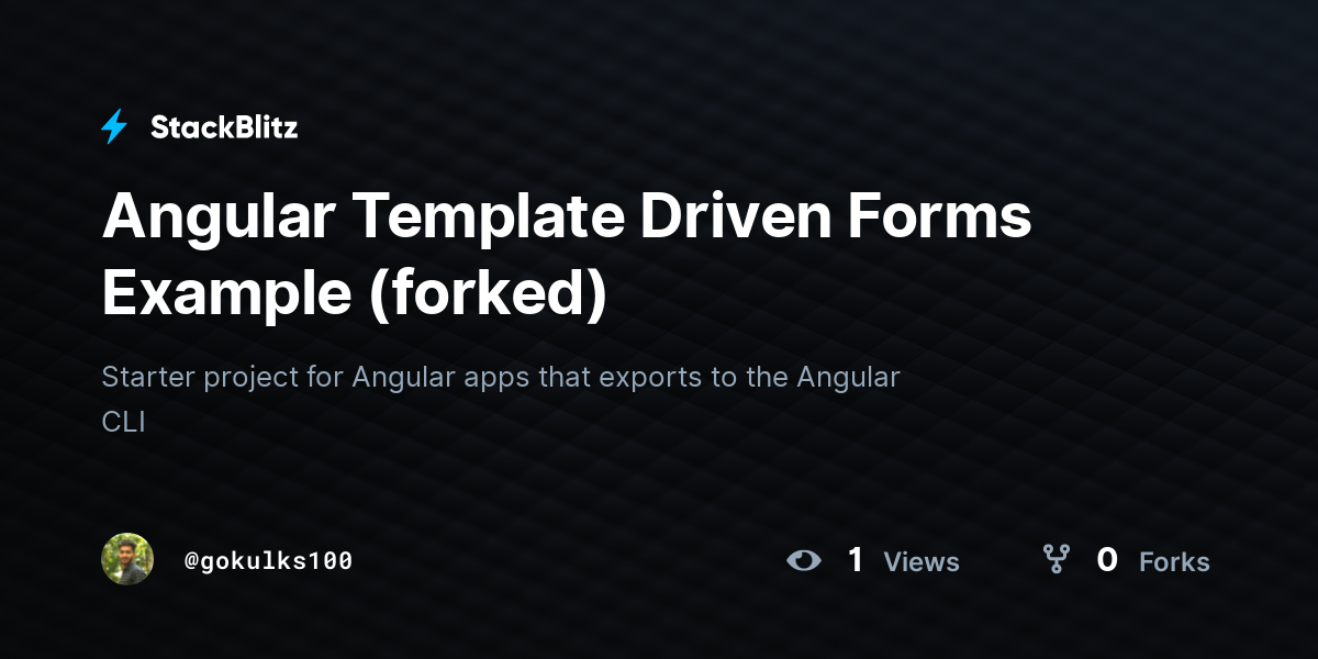 Angular Template Driven Forms Example (forked) - StackBlitz