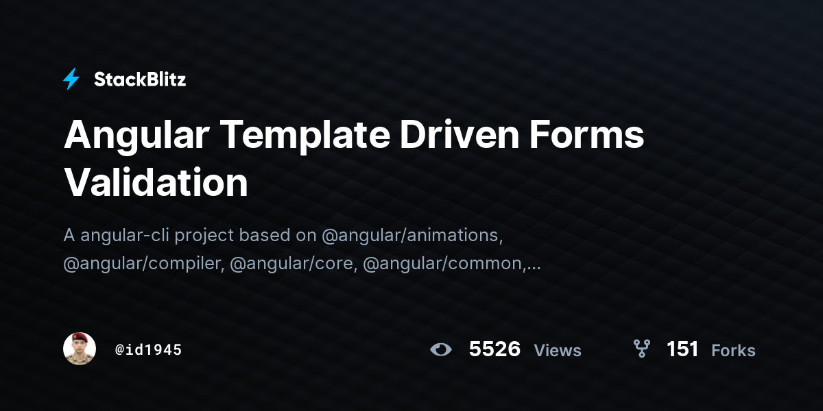 Angular Template Driven Forms Validation - StackBlitz