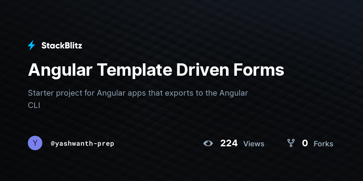 Angular Template Driven Forms - StackBlitz