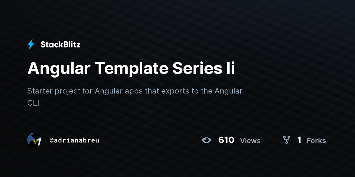 Angular Template Series Ii - StackBlitz