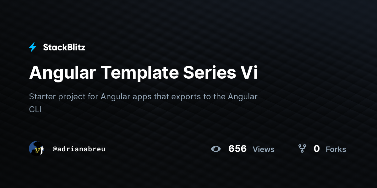 Angular Template Series Vi - StackBlitz