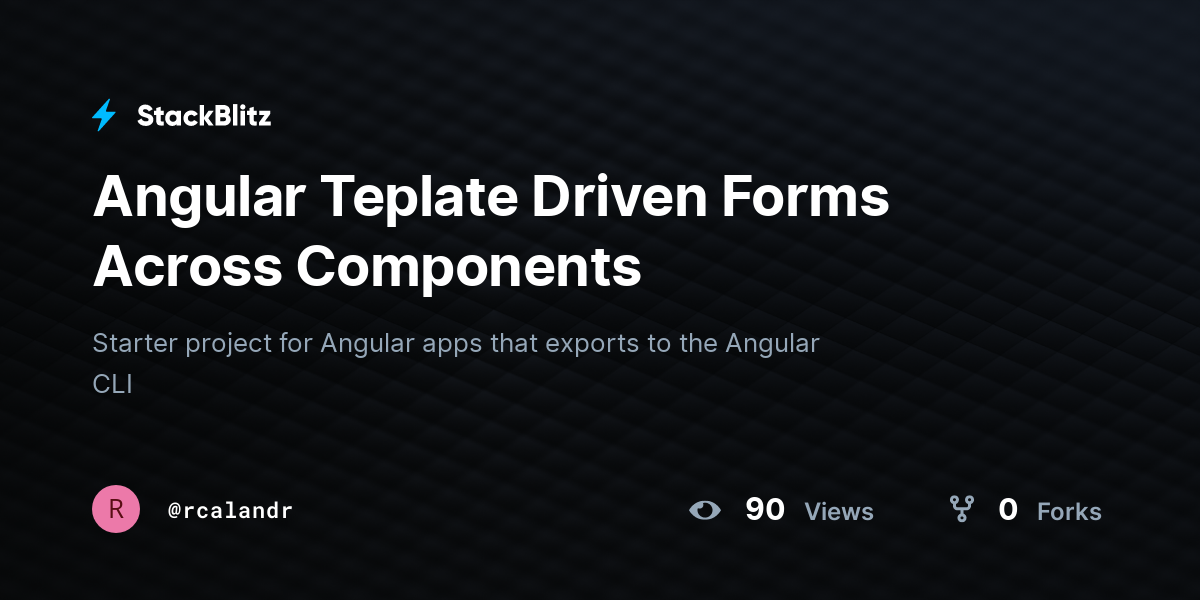 Angular Teplate Driven Forms Across Components - StackBlitz