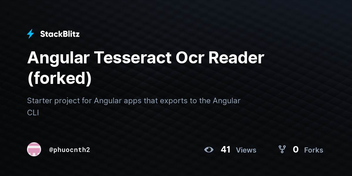 Angular Tesseract Ocr Reader (forked) - StackBlitz